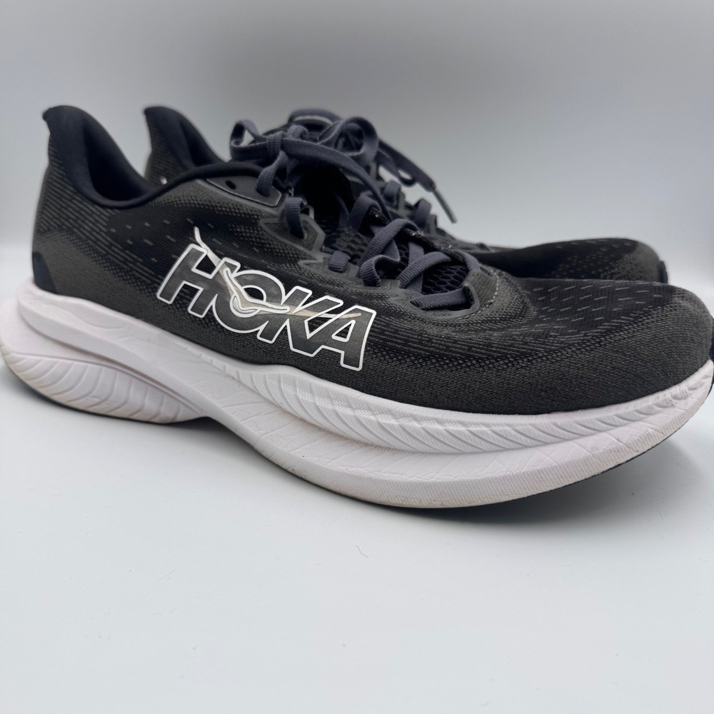 Hoka Mach 6 Wide Mens Running Shoes Black White 1147833 Size 10 2E